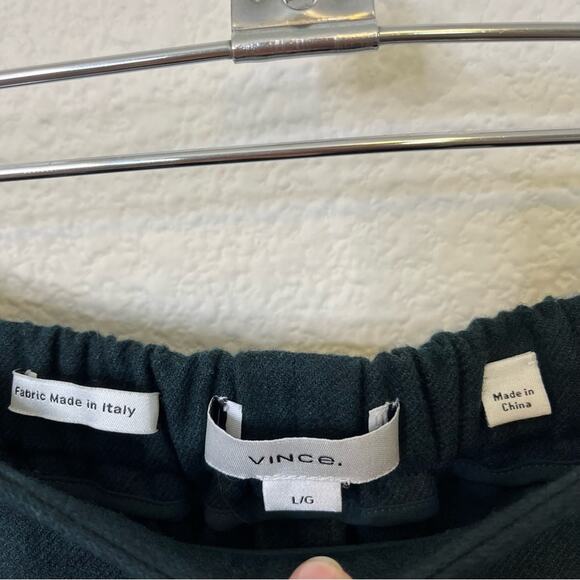 Vince Italian Flannel Mid Rise Easy Pull On Pant Green Sea Onyx Womens Size L - Picture 7 of 8